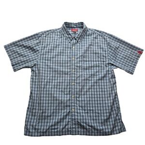Unionbay Plaid‎ Button Down Shirt Blue Short Sleeve XL Men’s Casual